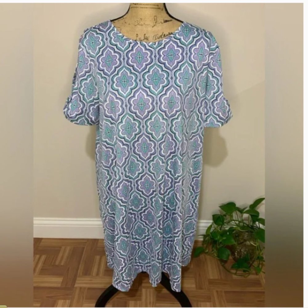 RUBY RD. SLATE BLUE & MULTI COLOR DRESS
